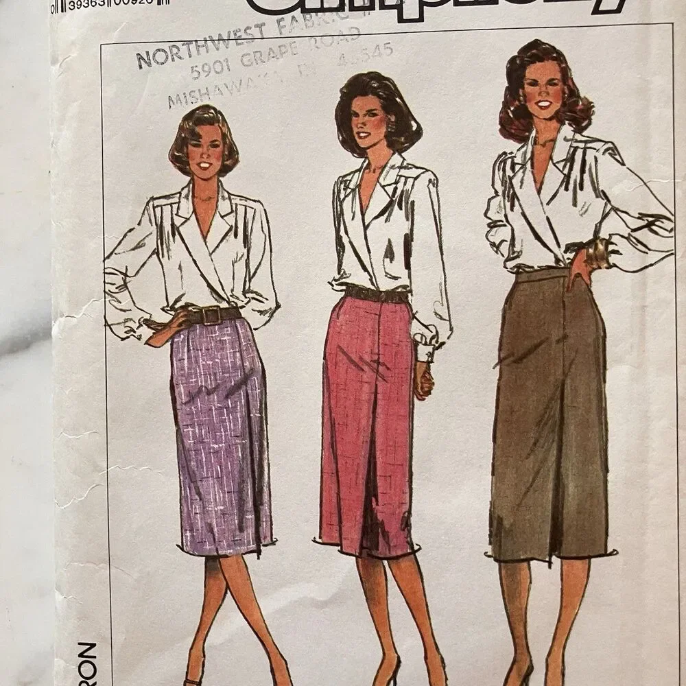Vintage Simplicity Pattern 7961 Mock Wrap Straight Skirt Sewing Size 16 UNCUT FF